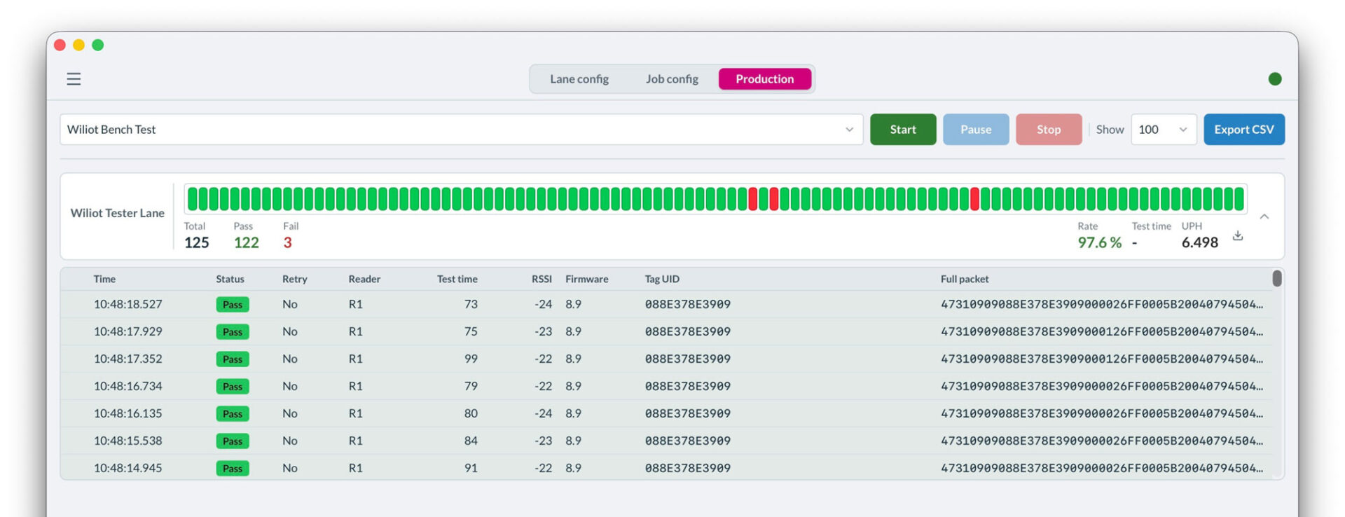 Wiliot bench test